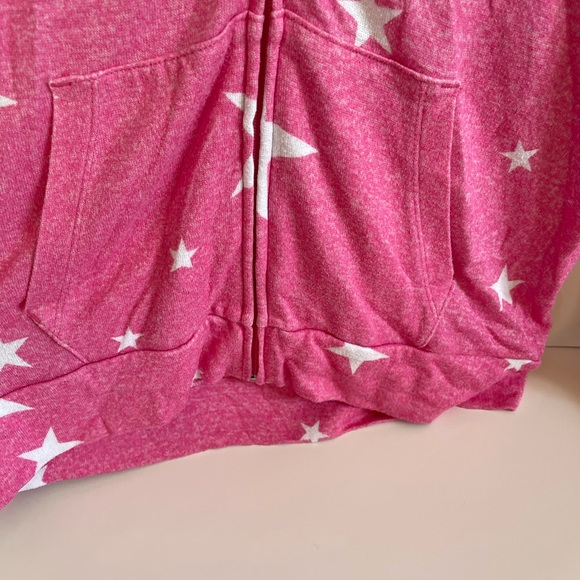 Medium lightweight VS Pink Hoodie. Pink with white stars. Light wear. - Picture 6 of 7